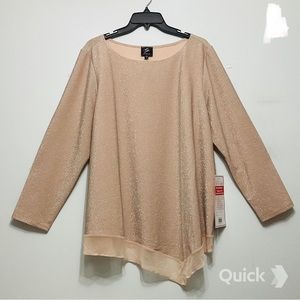 1X - NWT Champagne Glitter Asymmetrical Top by Studio EY